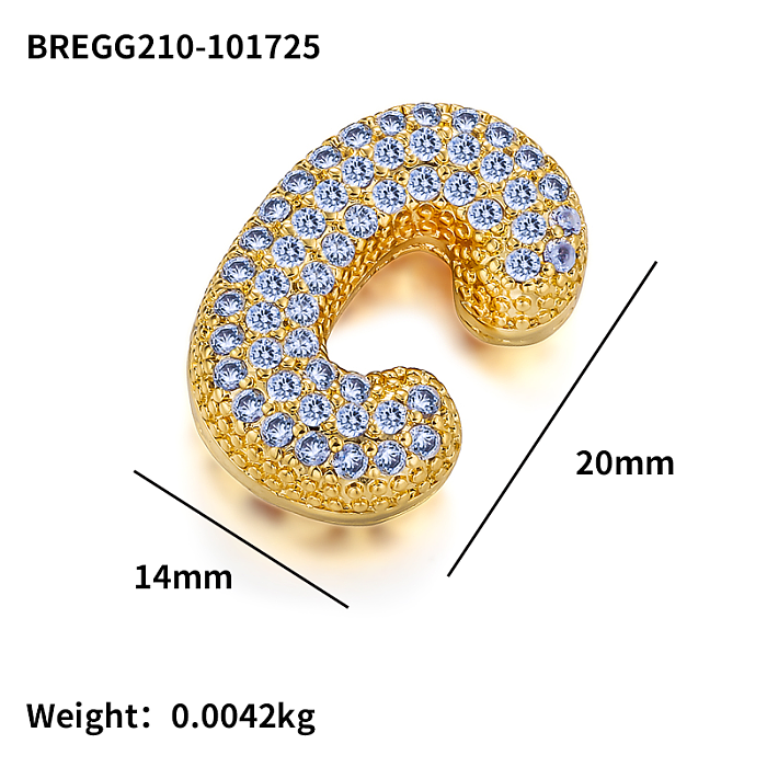Micro Setting Brass 18k Gold Plated Fat Initial Letter Pendant