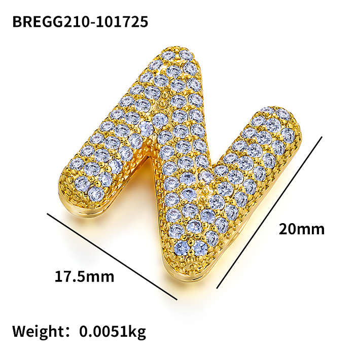 Micro Setting Brass 18k Gold Plated Fat Initial Letter Pendant