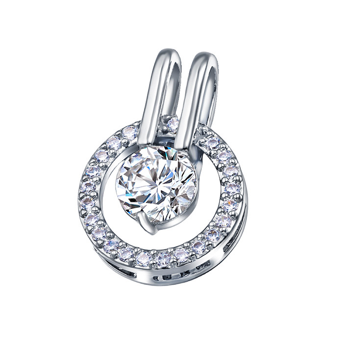 Brass inlaid circular zircon simple and versatile pendant