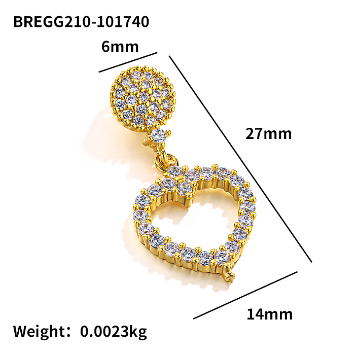 Pendentif coeur creux circulaire en laiton incrusté de zircon simple et polyvalent