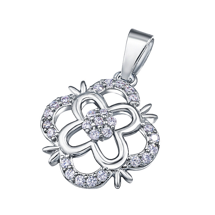 Brass hollow pattern inlaid zircon simple and versatile pendant