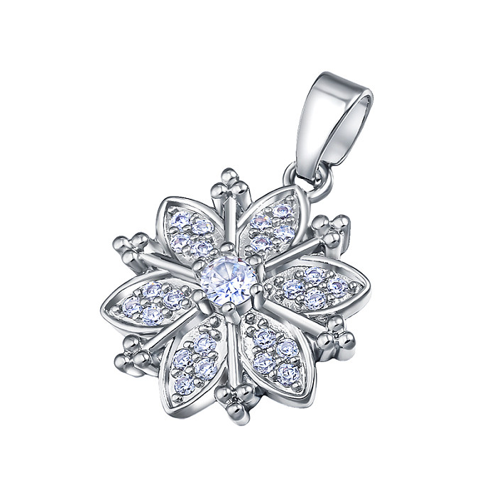 Colgante sencillo y versátil de circonita con incrustaciones de copo de nieve de latón