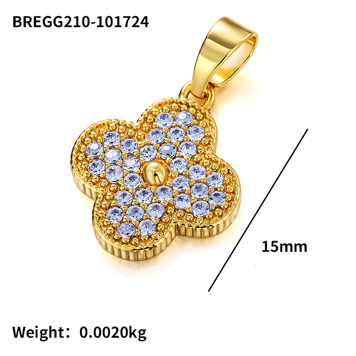 Brass clover inlaid zircon simple and versatile pendant