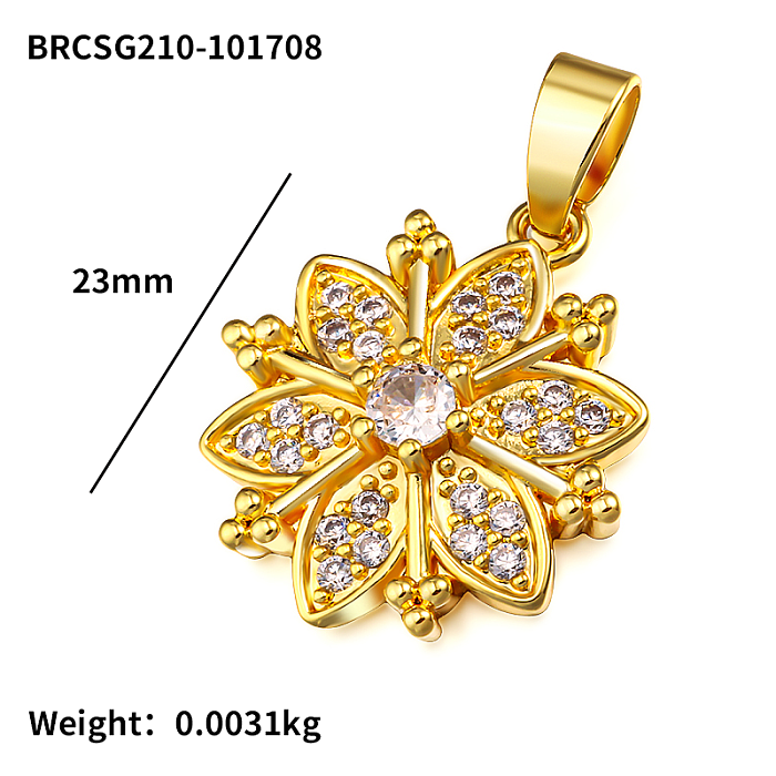 Colgante sencillo y versátil de circonita con incrustaciones de copo de nieve de latón