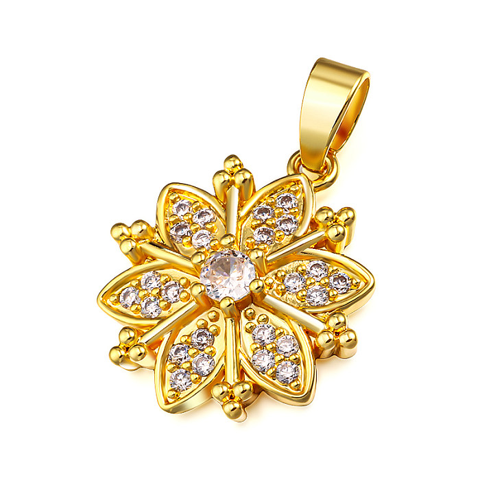 Colgante sencillo y versátil de circonita con incrustaciones de copo de nieve de latón