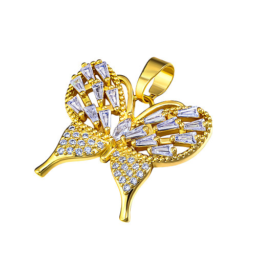 Brass bow inlaid with zircon simple and versatile pendant