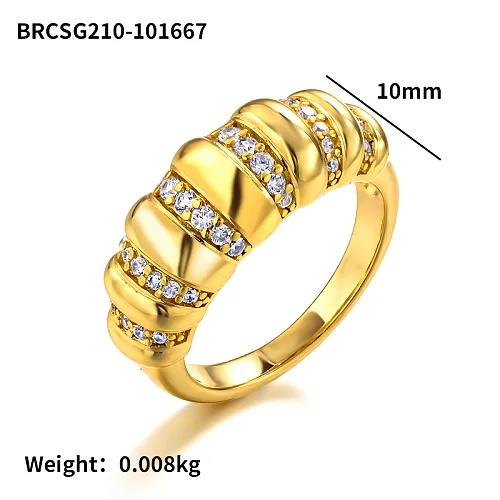 16mm wide brass inlaid zircon interval three-dimensional personalized design ring