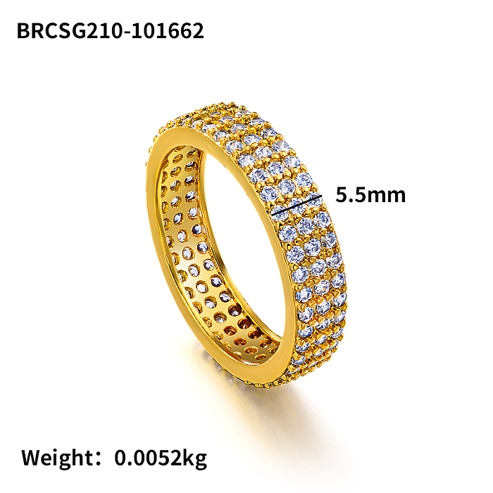 Anillo de latón con incrustaciones de circonitas de 8 mm de ancho