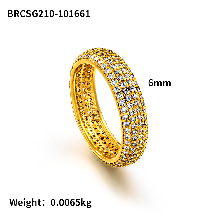 Brass 6mm wide curved inlaid ring
