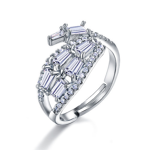 Anillo hueco de circonita con incrustaciones de latón de 12 mm de ancho
