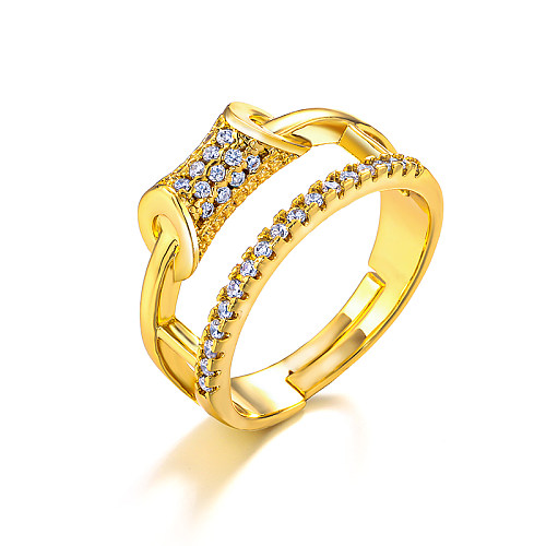 Anillo de diseño personalizado de circonita con incrustaciones de latón de 9 mm de ancho