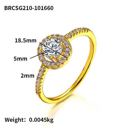 Anillo circular de circonita con incrustaciones de latón de 2 mm de ancho