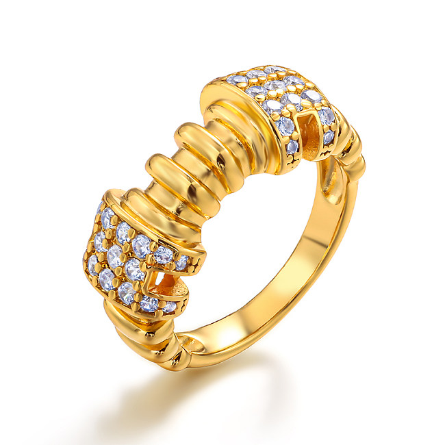 10mm wide brass inlaid zircon three-dimensional texture ring
