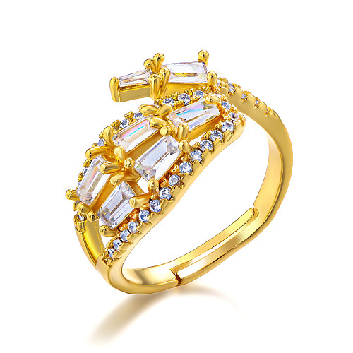 Anillo hueco de circonita con incrustaciones de latón de 12 mm de ancho