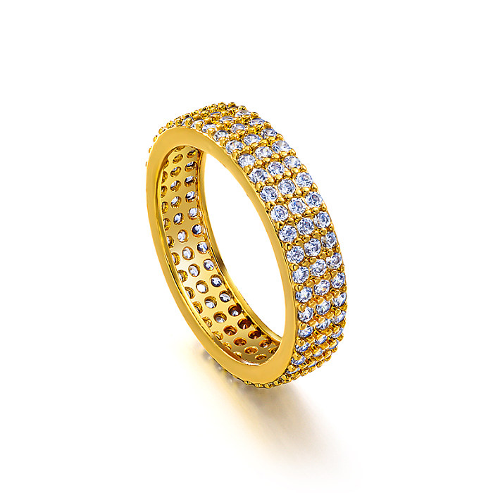 Anillo de latón con incrustaciones de circonitas de 8 mm de ancho
