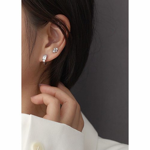 Pendientes de aro de plata de ley 925 Huggies