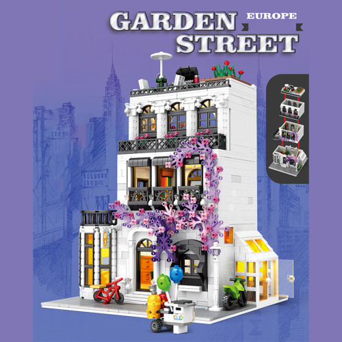 1914Pcs Moc Europe Flower Street Creative Street View Building Blocks Toy Stem Set - Type 3