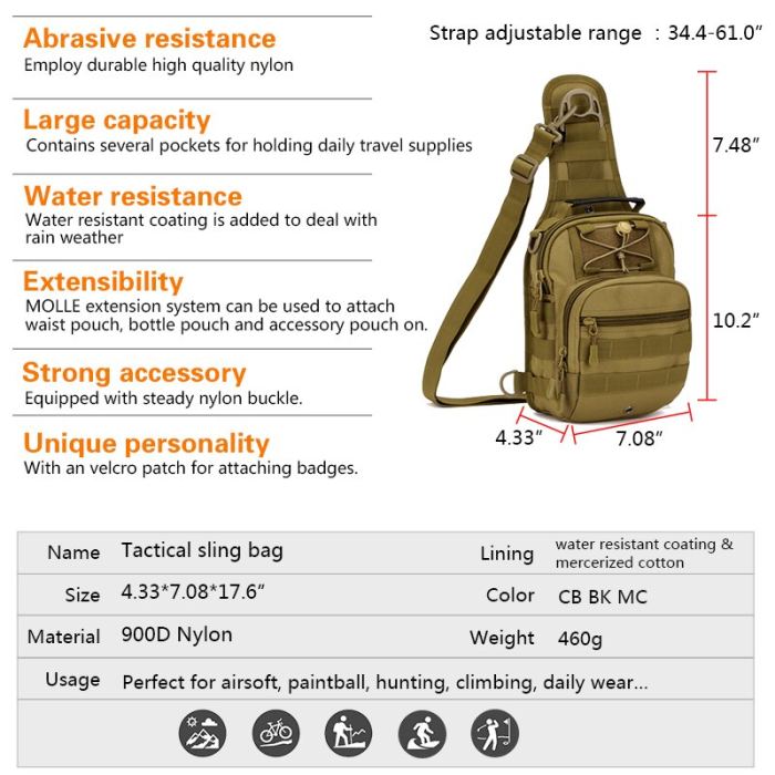 IDOGEAR Tactical Military Sling Molle Bags Packs