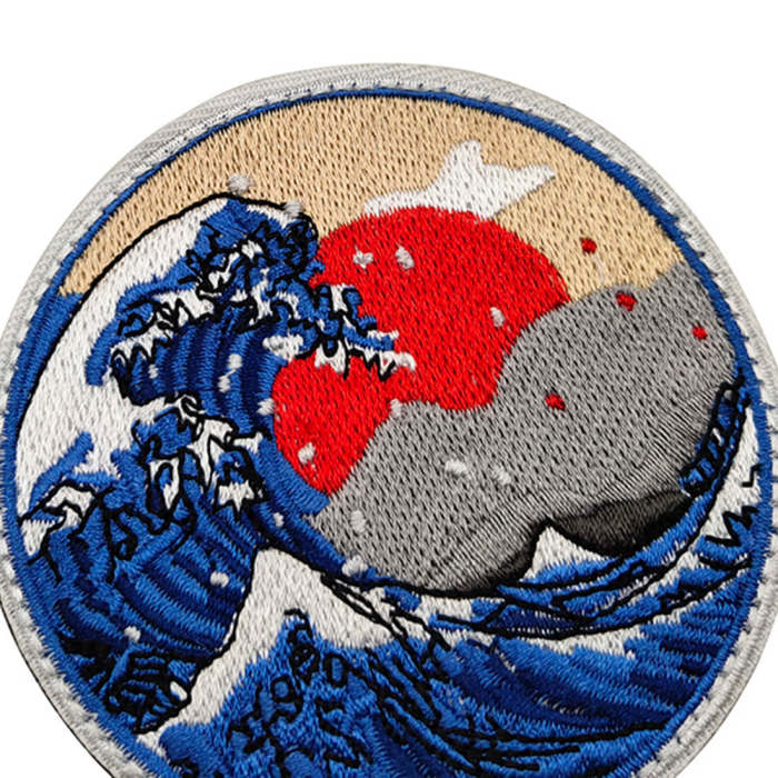 JP Kanagawa Great Wave Tactical Embroidered Badge DIY Morale Patches