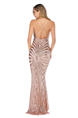 Sequins Straps Long Mermaid Evening Dress