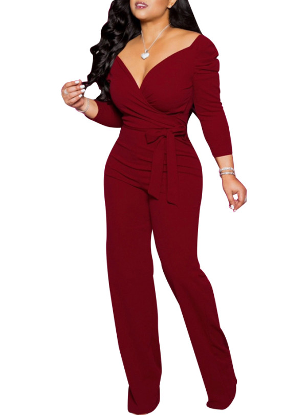 Sexy Sweetheart Plain Jumpsuit with Belt