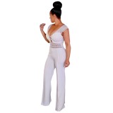 White Hollow Out Sexy Sleeveless Jumpsuit