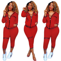 Red Tracksuit with Contrast Bands 27855-2