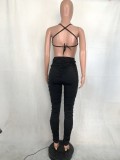 Summer Sexy Ruched Bodycon Jumpsuit