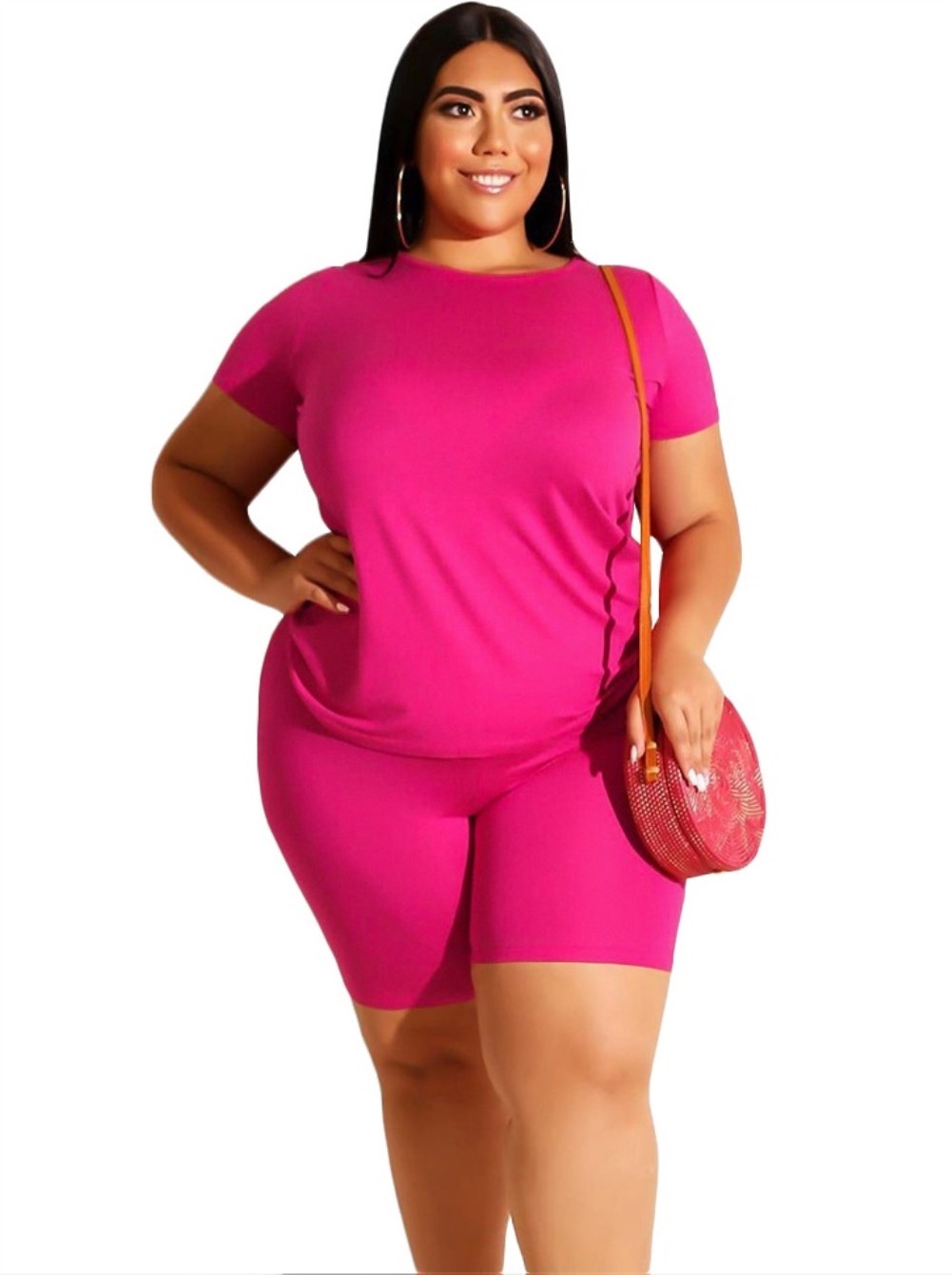 Plus Size Casual Sheer Two Piece Shorts Set Wholesale Two Piece ...