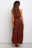 Print Elegant Long Dress with Scoop Neckline