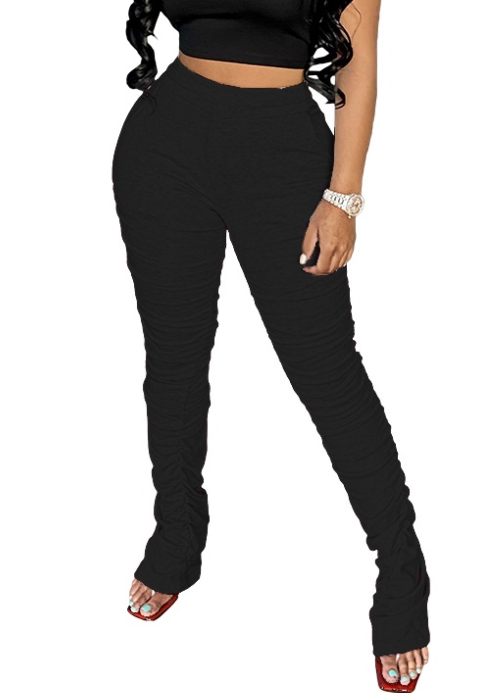 Sexy High Waist Stacked Trousers Wholesale Pants - KissWhom.com