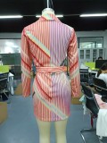 Colorful Stipes Long Blazer Dress