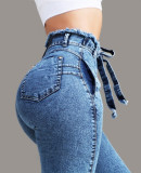 Stylish Tight Fitting High Waist Jeans