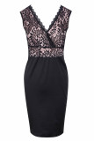 Lace Upper Black Sleeveless Party Dress