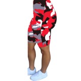 Summer Camou Print Two Piece Tight Shorts Set