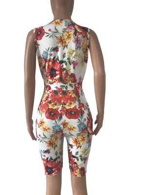 Summer Sleeveless Floral Bodycon Rompers