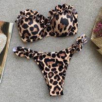 Print Leopard Bandeau Swimwear