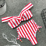 Two-Piece High Waist Stripped Swimwear