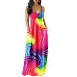 Sexy Colorful Straps Long Pocket Dress