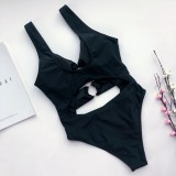 Solid Color One-Piece O-Ring Swimwear