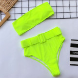 Sexy Neon High Waist Bandeau Swimwear