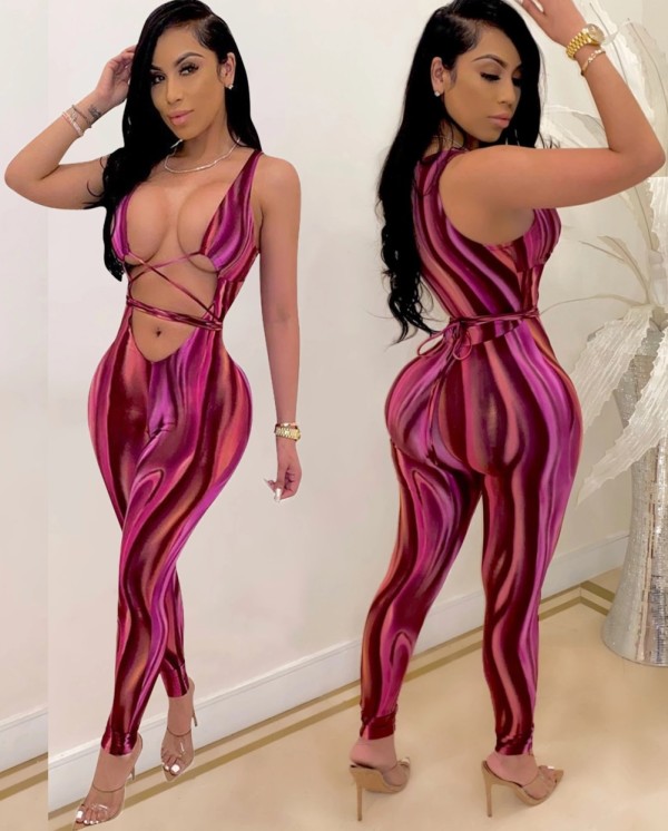 Summer Sexy Colorful Party Bodycon Jumpsuit