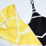 Sexy High Cut Contrast Irregular Swimsuit
