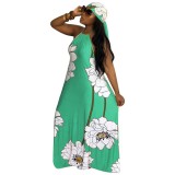 Summer Floral Print Halter Maxi Dress