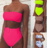 Sexy Neon High Waist Bandeau Swimwear