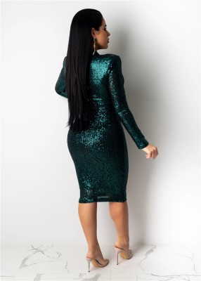 Sequins Midi Dress with Sleeves