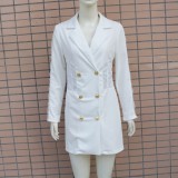 White Lace Long Sleeve Blazer Dress