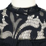 Black Two Piece Lace Midi Dress