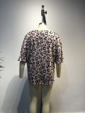 Casual Leopard Print V-Neck Loose Shirt