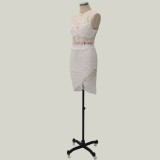 White Lace Sleeveless Midi Dress with Wrap Hem